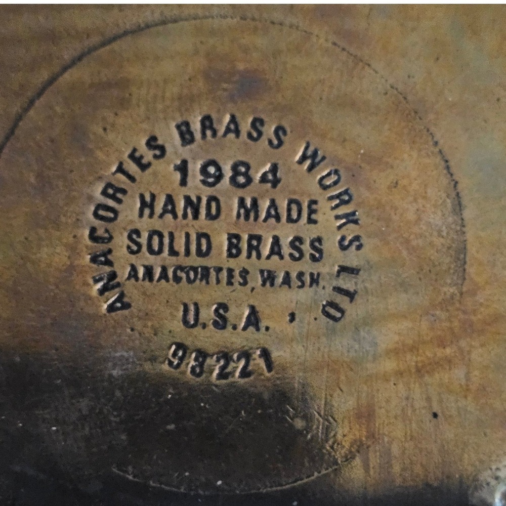 Vintage 1984 BG Products Belt Buckle Solid Brass Anacortes Brass Works USA
